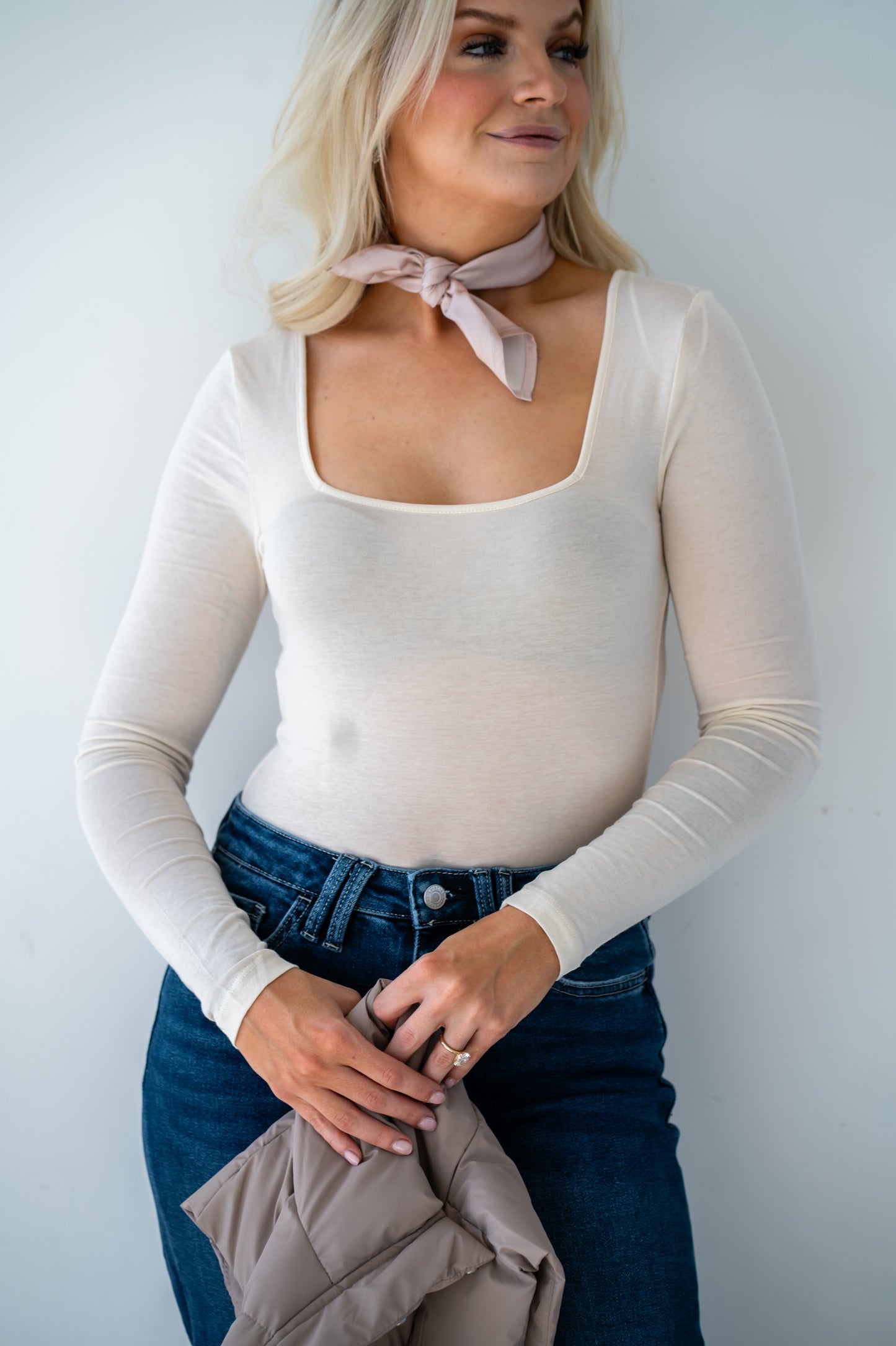 Cream Square Neck Bodysuit SUPER Soft