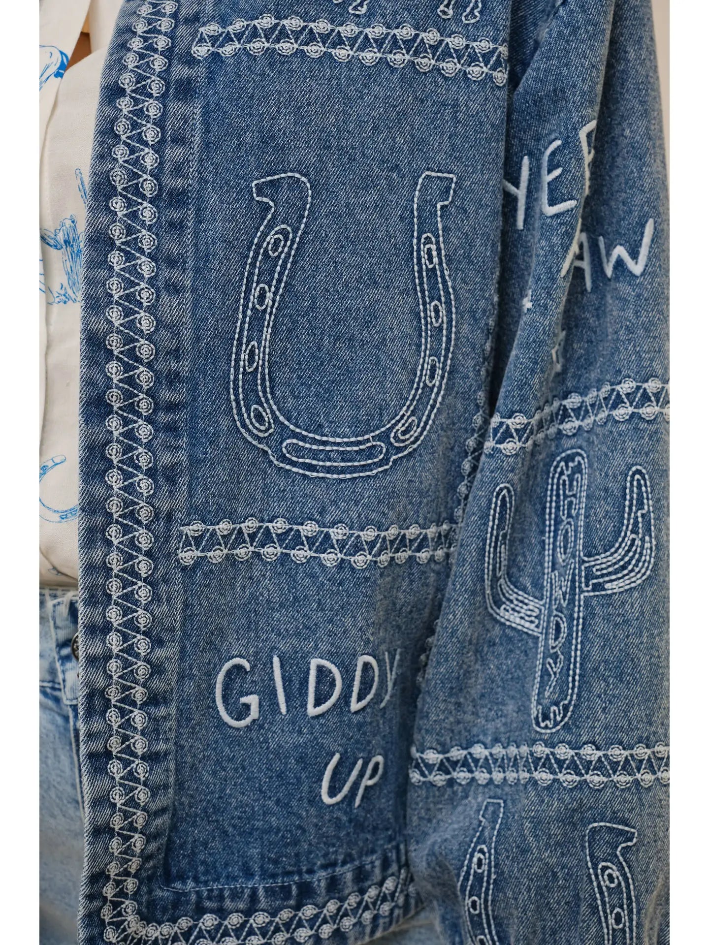 The "Giddy Up" Embroidered Heritage Denim Jacket