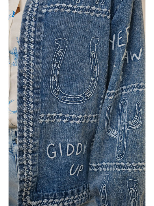 The "Giddy Up" Embroidered Heritage Denim Jacket