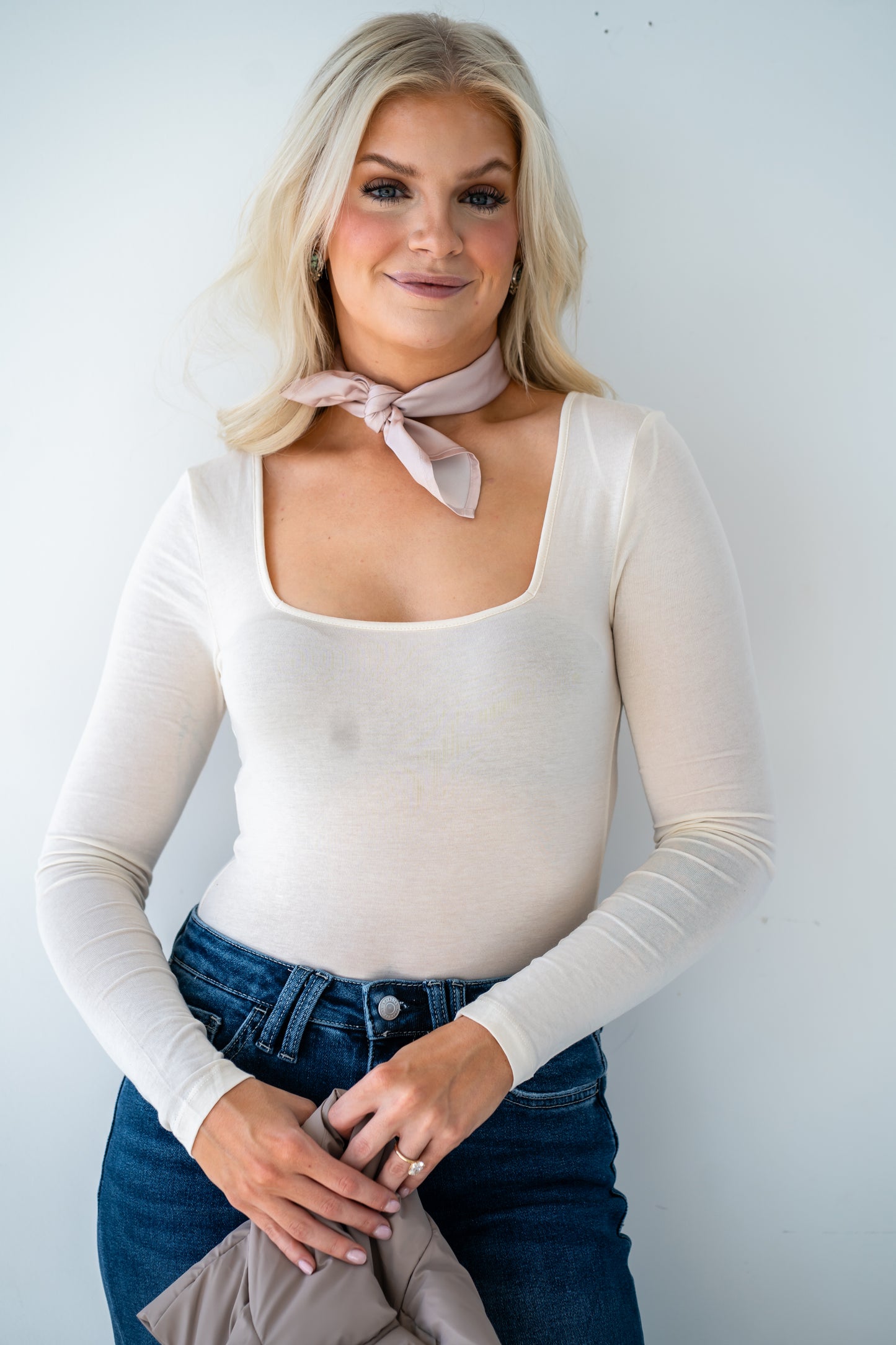 Cream Square Neck Bodysuit SUPER Soft