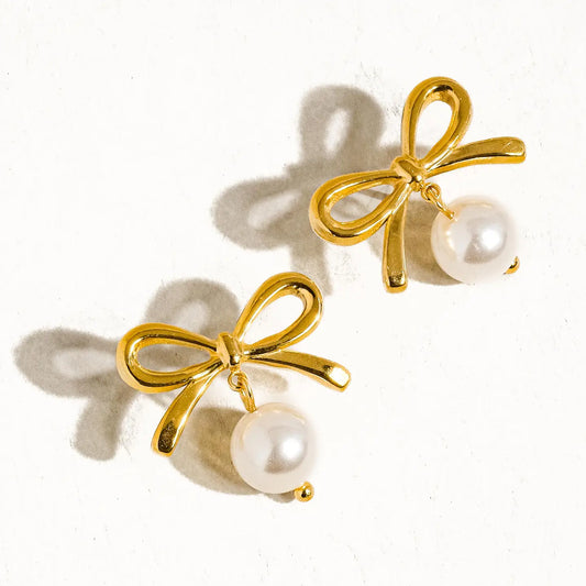 18K Gold Bow Earrings