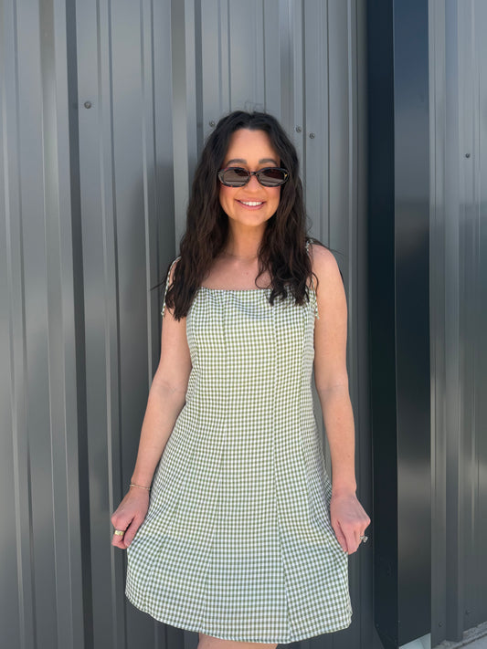 The Willow Gingham Dress - GREEN