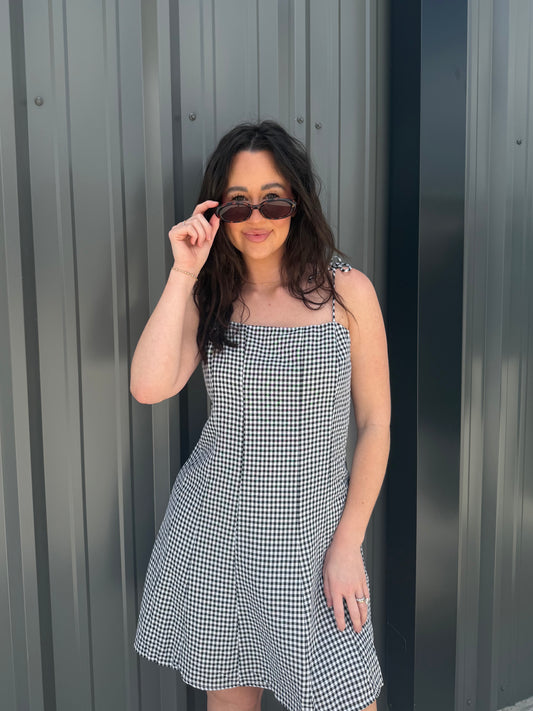 The Willow Gingham Dress - BLACK