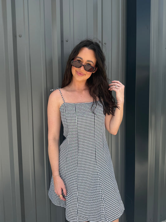 The Willow Gingham Dress - BLACK