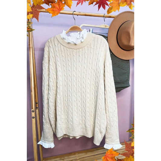 The Sweet Cream Ruffle Sweater - Curvy